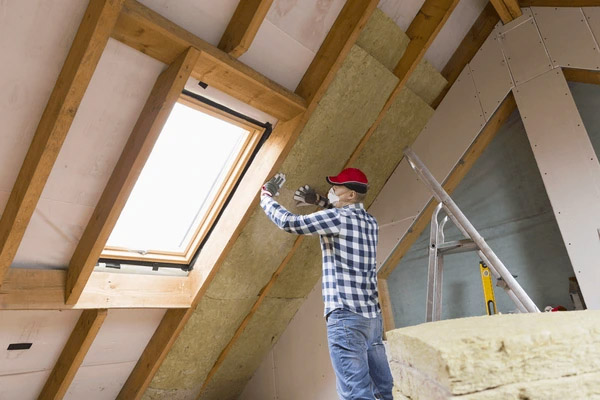 Pose d'un isolant performant dans les combles perdus d'une maison pour réduire les pertes énergétiques
