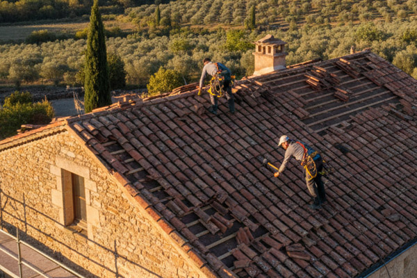 Remplacement ciblé de tuiles cassées et réparation d'éléments de charpente ou de couverture